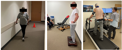 Participants doing various excercises in a physical therapy lab